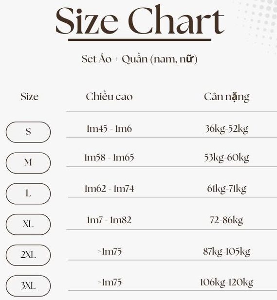 Bảng size