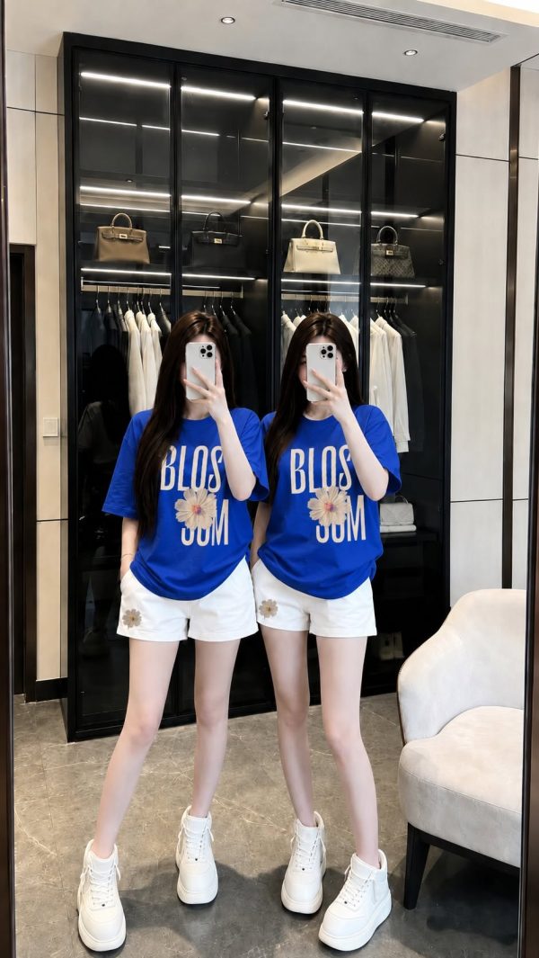 Bộ LA Hoa đào Navy 01 | Premium